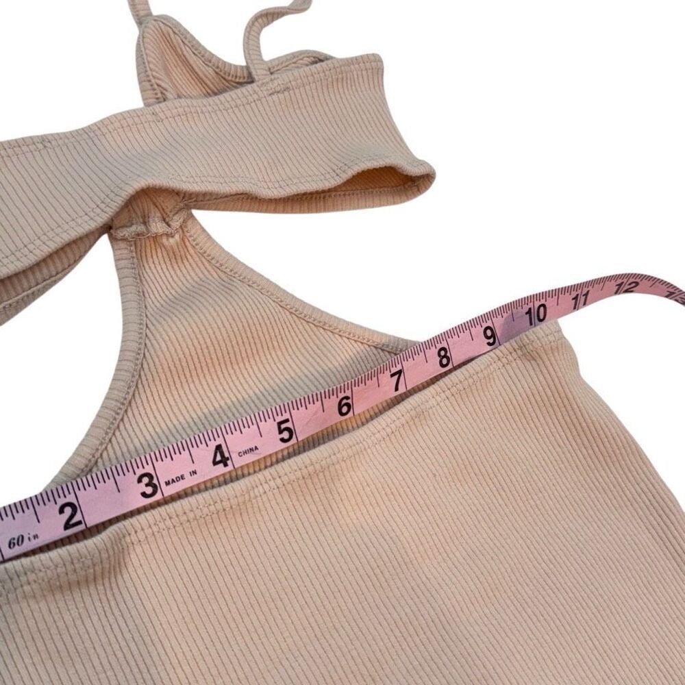 Amable Cutout Serita Ribbed Dress Bodycon Mini in Tan M - Picture 10 of 11